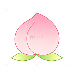 卡通风粉色桃子手绘插画设计素材
