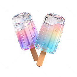 3D渲染彩虹冰棒清凉夏日设计素材