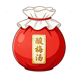 卡通风酸梅汤布袋插画设计素材