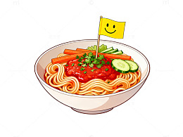 卡通风意大利面美食插画设计素材
