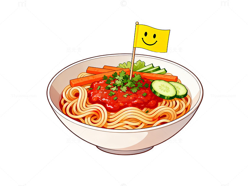 卡通风意大利面美食插画设计素材