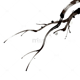 水墨风枯枝梅花手绘背景设计素材