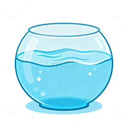 卡通风格圆形鱼缸水波插画设计素材