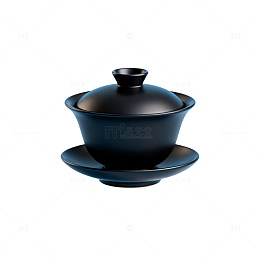 极简风黑色盖碗茶具设计素材