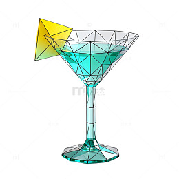 几何风马提尼酒杯3D设计素材
