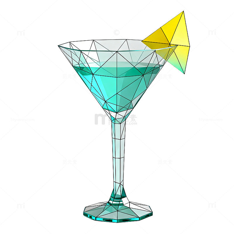 几何风马提尼酒杯创意设计素材