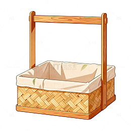卡通风格编织篮子插画设计素材