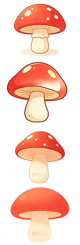 卡通蘑菇，花园元素
