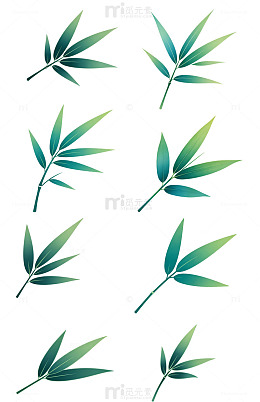 短截竹叶单片手绘扁平