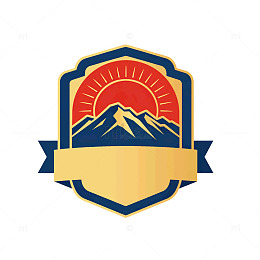 复古风山脉日出徽章设计素材