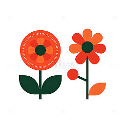 扁平风花朵植物插画设计素材