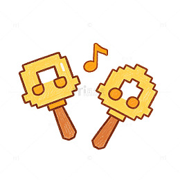 像素风音乐节拍手摇铃设计素材