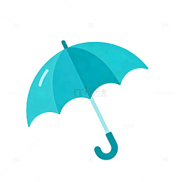 扁平风蓝色雨伞矢量图标设计素材