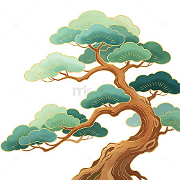 暖棕鎏金云朵松团国潮装饰插画
