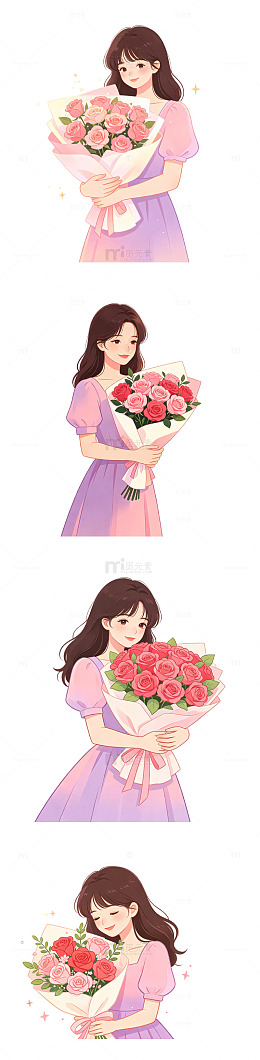 七夕女孩，捧花女生