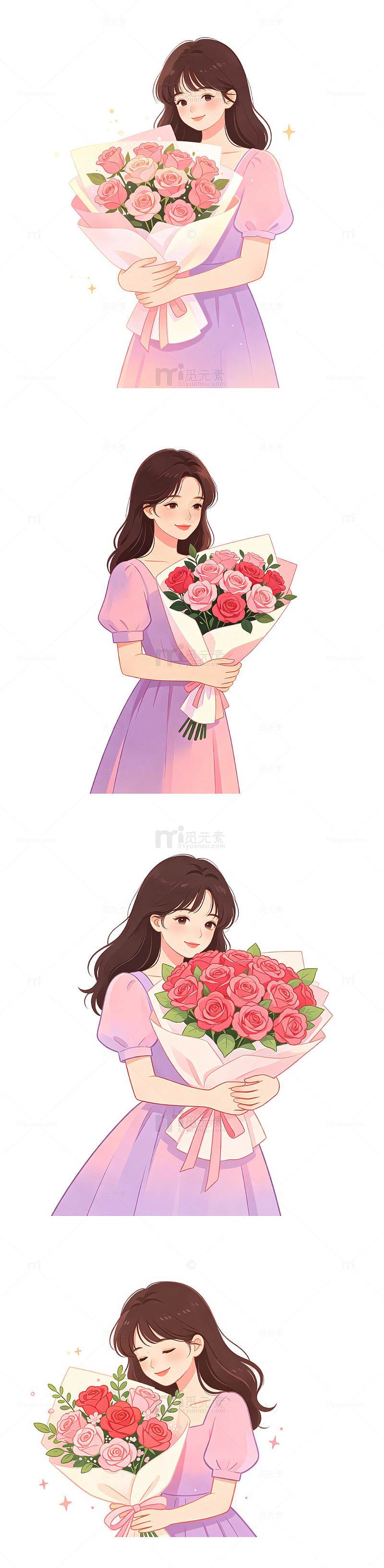 七夕女孩，捧花女生