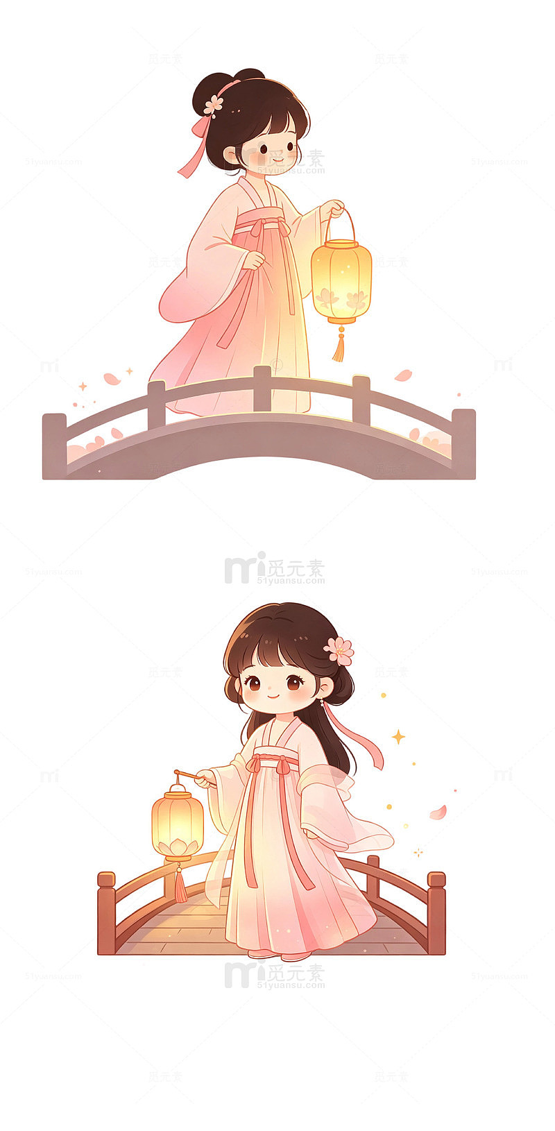 七夕女孩，桥边等待，古风襦裙