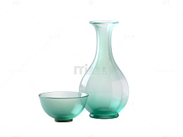 极简风玻璃花瓶与碗设计素材