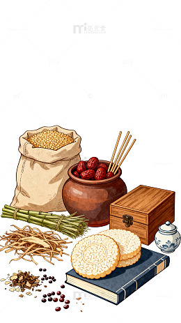 国风手绘中药食材设计素材