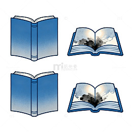 卡通风格打开的蓝色书籍插画素材