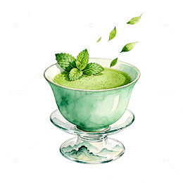 水彩风抹茶饮品手绘插画设计素材