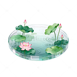 水彩风荷塘莲花手绘插画设计素材