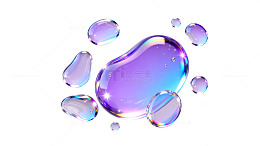 梦幻风彩色水滴透明质感设计素材