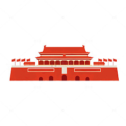 扁平风天安门城楼建筑矢量素材