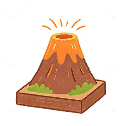 卡通风格火山喷发插画设计素材