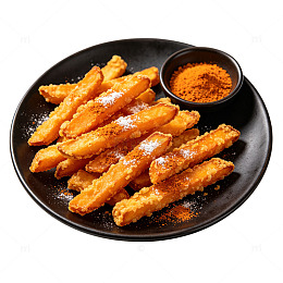 美食摄影炸鸡柳配辣椒粉设计素材