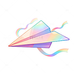 梦幻风彩虹纸飞机矢量插画素材