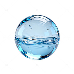 透明球体水波纹3D渲染设计素材