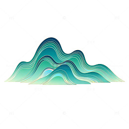 渐变风山水抽象线条设计素材