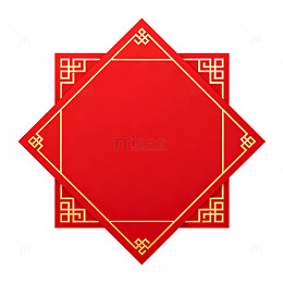 中式风红色八角边框装饰设计素材