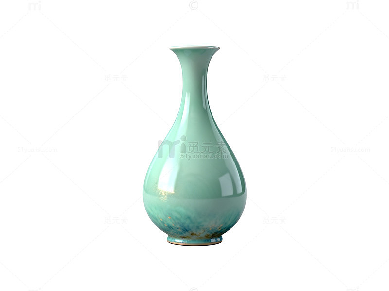 极简风青瓷花瓶3D渲染设计素材