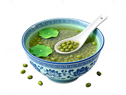 国风手绘绿豆汤清凉夏日设计素材
