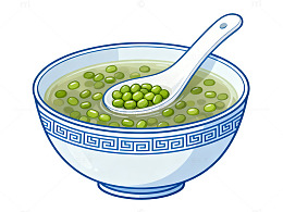 卡通风格绿豆汤插画设计素材
