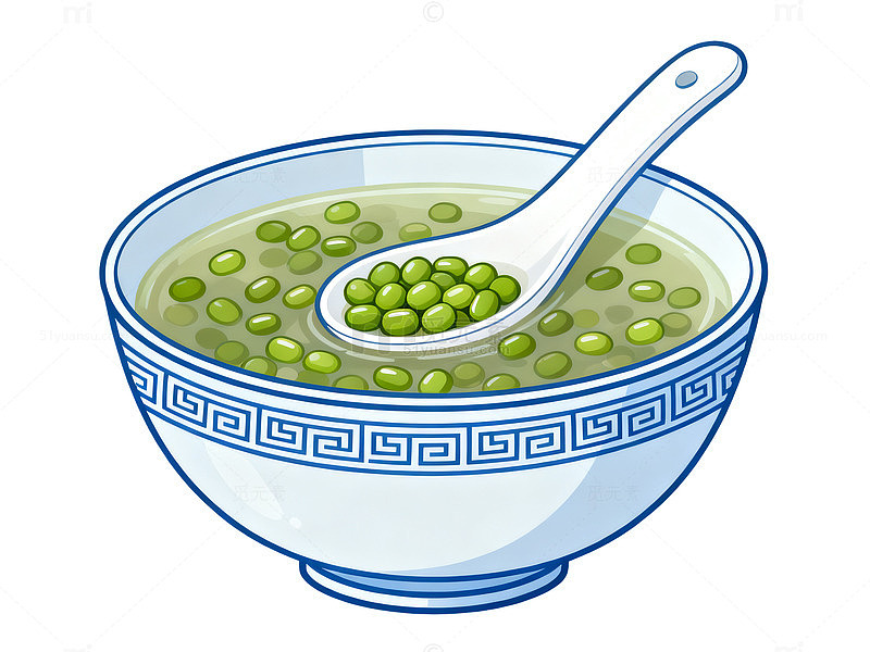 卡通风格绿豆汤插画设计素材