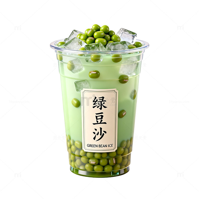 清新风绿豆沙饮品插画设计素材