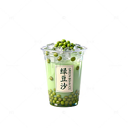 简约风绿豆沙饮品插画设计素材