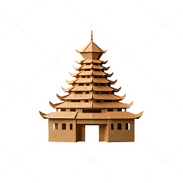 扁平风中式鼓楼建筑矢量素材