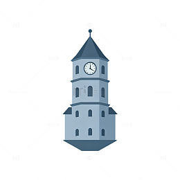 扁平风钟楼建筑插画设计素材