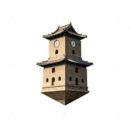 国风古建筑钟楼3D模型设计素材