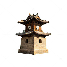 古风中式钟楼建筑3D模型素材
