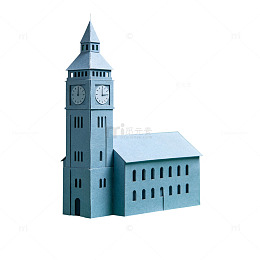 简约风钟楼建筑3D模型素材