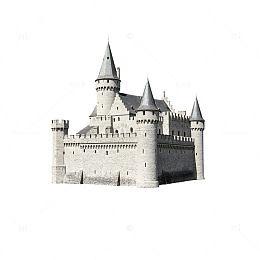 黑白风中世纪城堡建筑插画素材