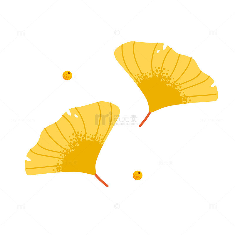 扁平风银杏叶秋日插画设计素材