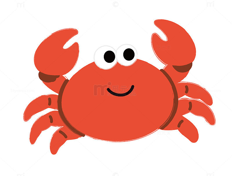 卡通风格红色螃蟹插画设计素材