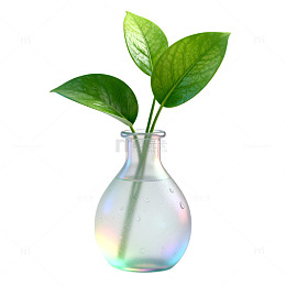 极简风绿植玻璃花瓶设计素材