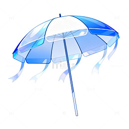 卡通风格蓝色透明雨伞插画设计素材